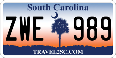 SC license plate ZWE989
