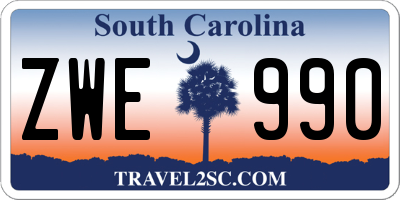 SC license plate ZWE990