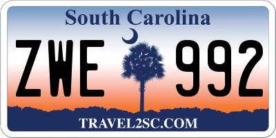 SC license plate ZWE992