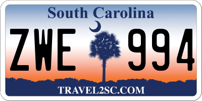 SC license plate ZWE994