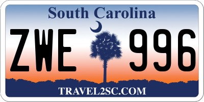 SC license plate ZWE996