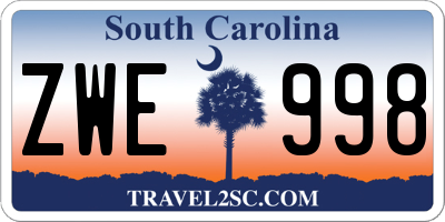 SC license plate ZWE998