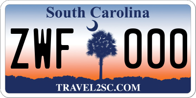 SC license plate ZWF000