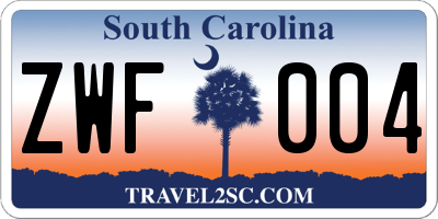 SC license plate ZWF004