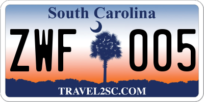 SC license plate ZWF005
