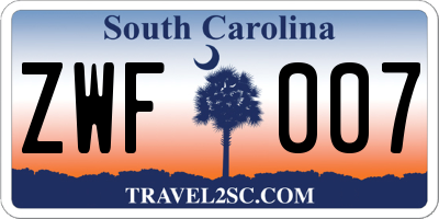 SC license plate ZWF007