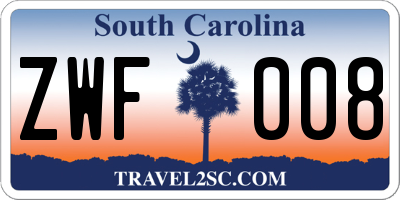 SC license plate ZWF008