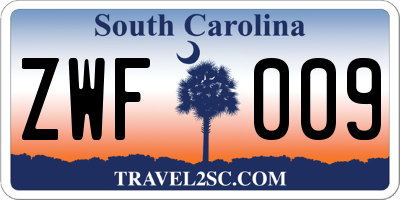 SC license plate ZWF009