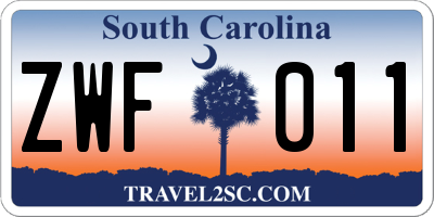 SC license plate ZWF011