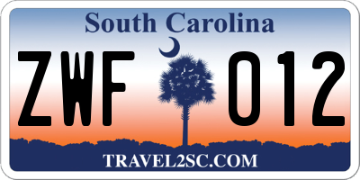 SC license plate ZWF012