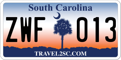 SC license plate ZWF013