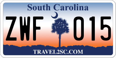 SC license plate ZWF015