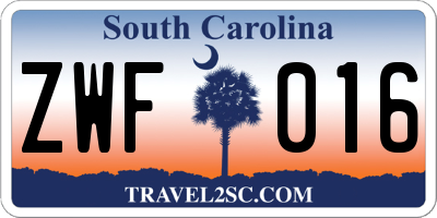 SC license plate ZWF016