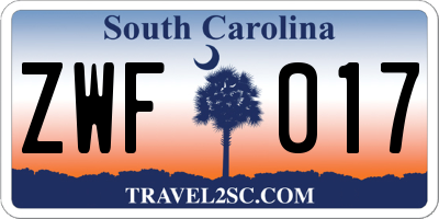 SC license plate ZWF017