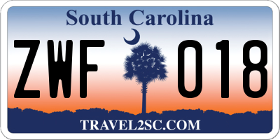 SC license plate ZWF018