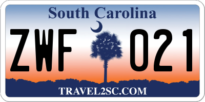SC license plate ZWF021