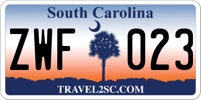 SC license plate ZWF023