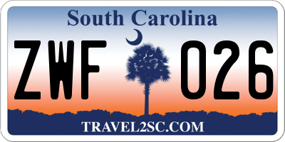 SC license plate ZWF026