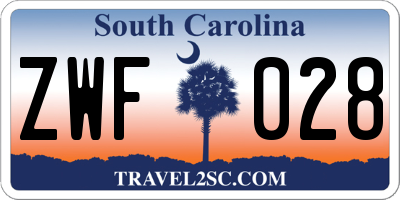 SC license plate ZWF028