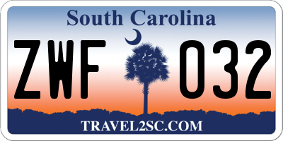 SC license plate ZWF032
