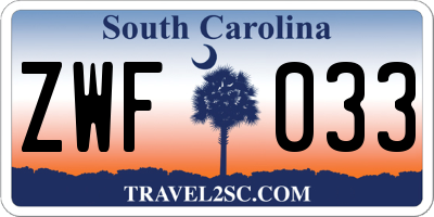 SC license plate ZWF033