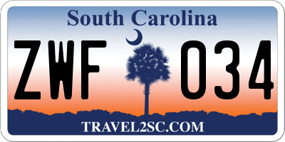 SC license plate ZWF034