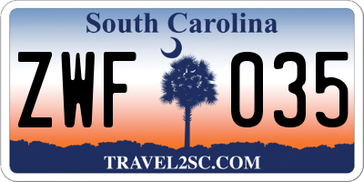 SC license plate ZWF035