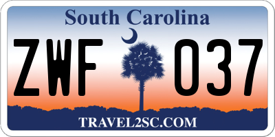 SC license plate ZWF037