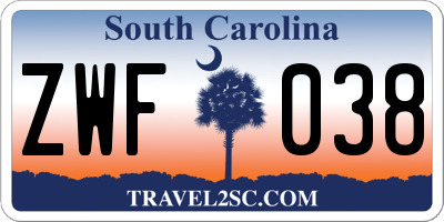 SC license plate ZWF038