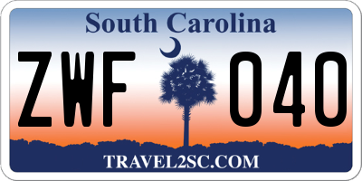SC license plate ZWF040