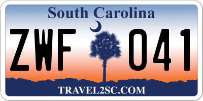 SC license plate ZWF041