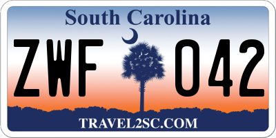 SC license plate ZWF042