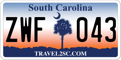 SC license plate ZWF043