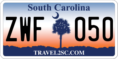 SC license plate ZWF050