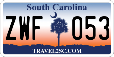 SC license plate ZWF053