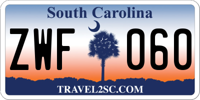 SC license plate ZWF060