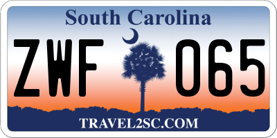 SC license plate ZWF065