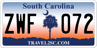 SC license plate ZWF072