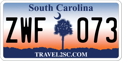 SC license plate ZWF073