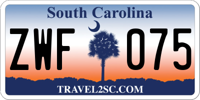 SC license plate ZWF075