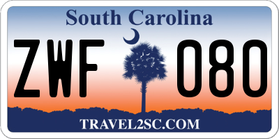 SC license plate ZWF080