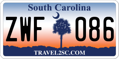 SC license plate ZWF086
