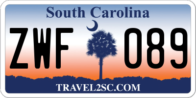 SC license plate ZWF089