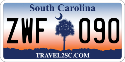 SC license plate ZWF090