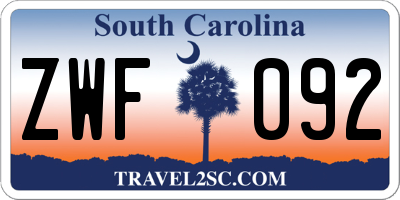 SC license plate ZWF092