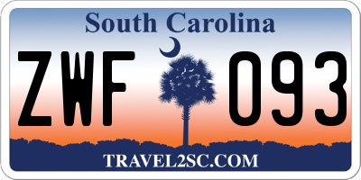 SC license plate ZWF093