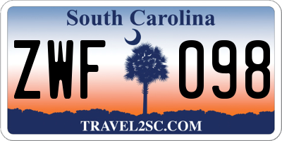 SC license plate ZWF098