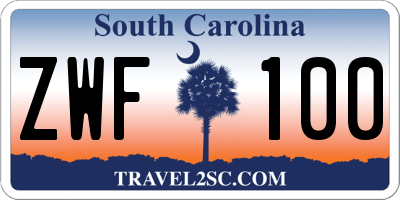 SC license plate ZWF100