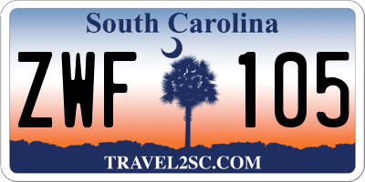 SC license plate ZWF105