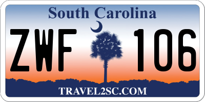SC license plate ZWF106